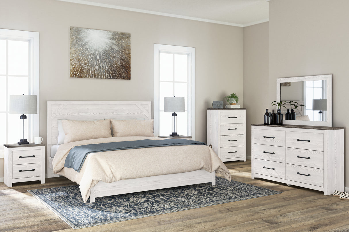 Gerridan King Panel Bed with Dresser in White/Gray from Ashley Furniture - Luna Furniture