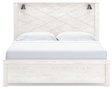 Gerridan King Panel Bed with Mirrored Dresser, Chest and 2 Nightstands in White/Gray from Ashley - Luna Furniture