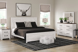 Gerridan King Panel Bed with Mirrored Dresser and 2 Nightstands in White/Gray from Ashley - Luna Furniture