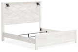 Gerridan King Panel Bed with Mirrored Dresser and Chest in White/Gray from Ashley - Luna Furniture