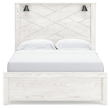 Gerridan Queen Panel Bed with 2 Nightstands in White/Gray from Ashley - Luna Furniture