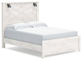 Gerridan Queen Panel Bed with 2 Nightstands in White/Gray from Ashley - Luna Furniture