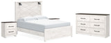 Gerridan Queen Panel Bed with Dresser and 2 Nightstands in White/Gray from Ashley - Luna Furniture