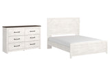 Gerridan Queen Panel Bed with Dresser in White/Gray from Ashley - Luna Furniture