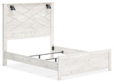 Gerridan Queen Panel Bed with Mirrored Dresser, Chest and 2 Nightstands in White/Gray from Ashley - Luna Furniture