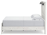 Gerridan Queen Panel Bed with Mirrored Dresser and Chest in White/Gray from Ashley - Luna Furniture