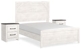 Gerridan White/Gray Full Panel Bed and 2 Nightstands from Ashley - Luna Furniture