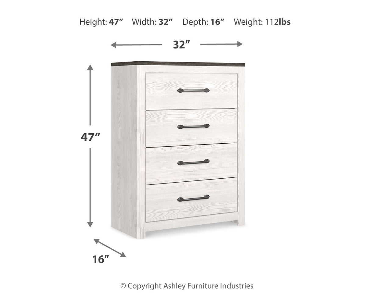 Gerridan White/Gray King Panel Bed, Chest and 2 Nightstands from Ashley Furniture - Luna Furniture