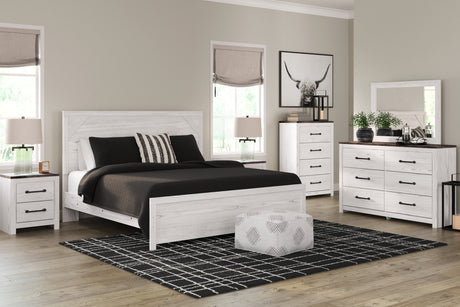 Gerridan White/Gray King Panel Bed, Dresser, Chest and 2 Nightstands from Ashley - Luna Furniture