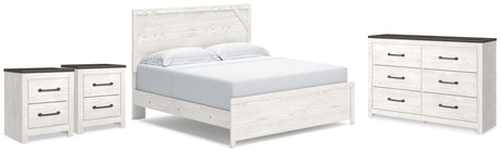 Gerridan White/Gray King Panel Bed, Dresser and 2 Nightstands from Ashley - Luna Furniture