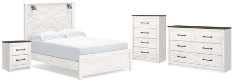 Gerridan White/Gray Queen Panel Bed, Dresser, Chest and Nightstand from Ashley - Luna Furniture