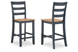 Gesthaven Natural/Blue Counter Height Dining Table and 2 Barstools from Ashley - Luna Furniture