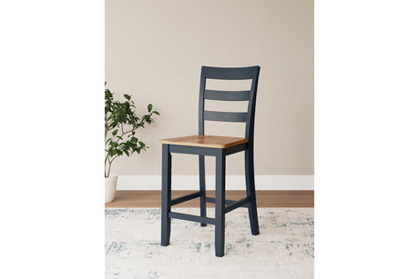 Gesthaven Natural/Blue Counter Height Dining Table and 2 Barstools from Ashley - Luna Furniture