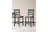 Gesthaven Natural/Blue Counter Height Dining Table and 2 Barstools from Ashley - Luna Furniture
