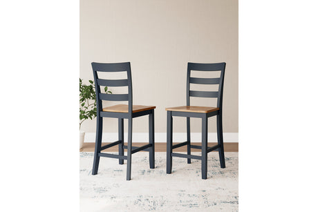 Gesthaven Natural/Blue Counter Height Dining Table and 2 Barstools from Ashley - Luna Furniture