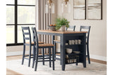 Gesthaven Natural/Blue Counter Height Dining Table and 4 Barstools from Ashley - Luna Furniture
