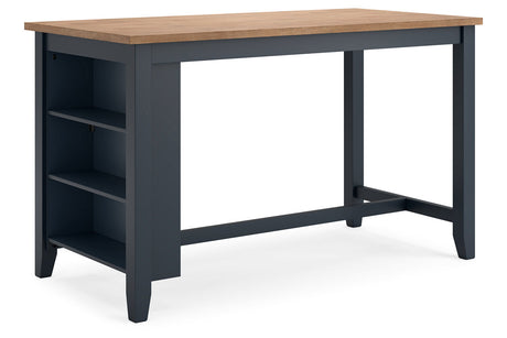 Gesthaven Natural/Blue Counter Height Dining Table and 4 Barstools from Ashley - Luna Furniture