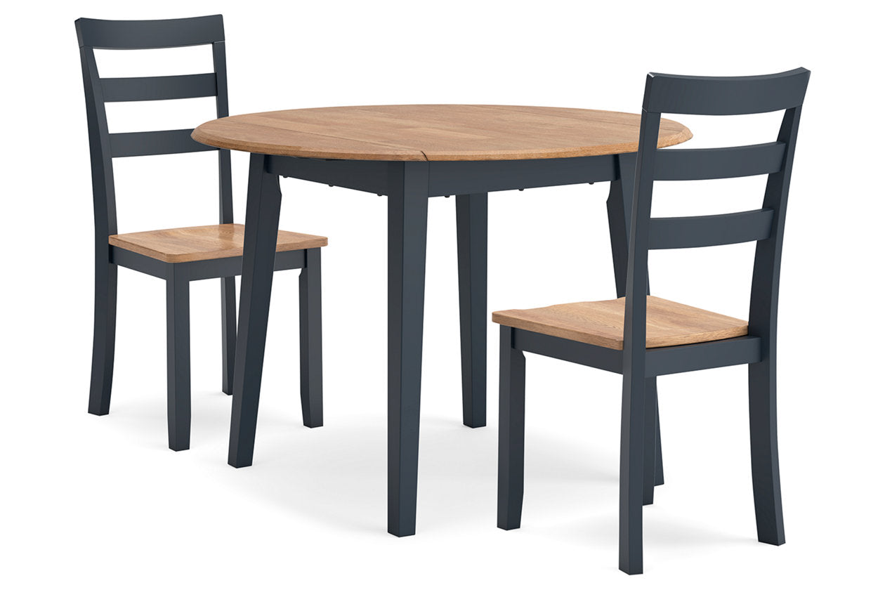 Gesthaven Natural/Blue Dining Table and 2 Chairs from Ashley - Luna Furniture