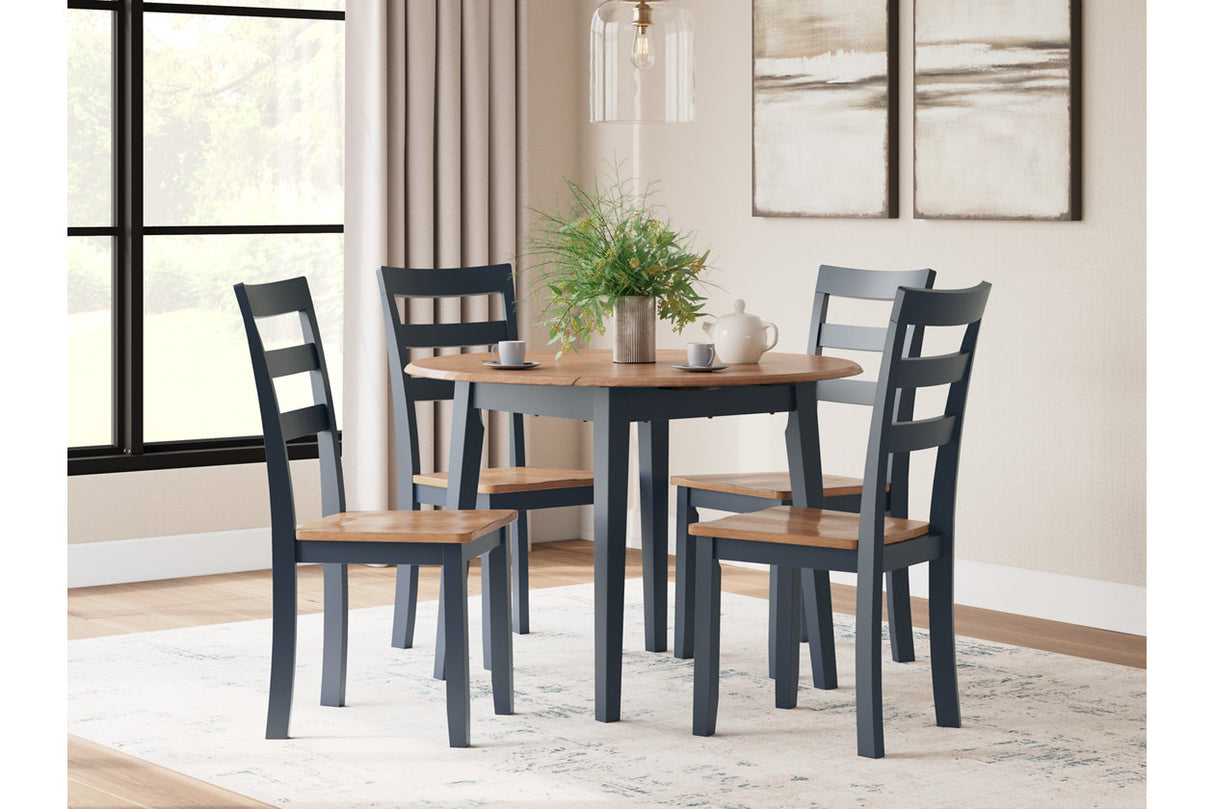 Gesthaven Natural/Blue Dining Table and 4 Chairs from Ashley - Luna Furniture