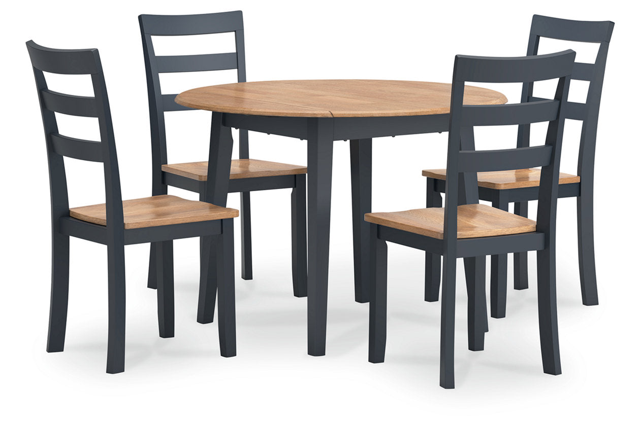 Gesthaven Natural/Blue Dining Table and 4 Chairs from Ashley - Luna Furniture