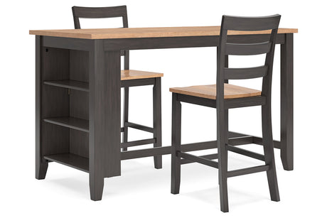 Gesthaven Natural/Brown Counter Height Dining Table and 2 Barstools from Ashley - Luna Furniture