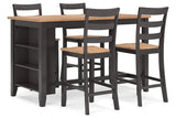 Gesthaven Natural/Brown Counter Height Dining Table and 4 Barstools from Ashley Furniture - Luna Furniture