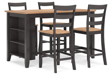 Gesthaven Natural/Brown Counter Height Dining Table and 4 Barstools from Ashley - Luna Furniture