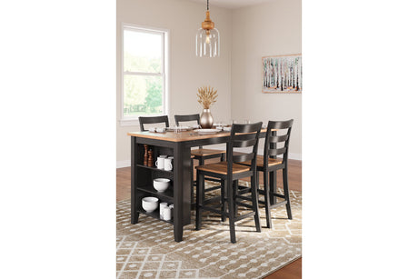 Gesthaven Natural/Brown Counter Height Dining Table and 4 Barstools from Ashley - Luna Furniture