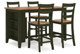 Gesthaven Natural/Green Counter Height Dining Table and 4 Barstools from Ashley Furniture - Luna Furniture