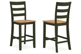 Gesthaven Natural/Green Counter Height Dining Table and 4 Barstools from Ashley Furniture - Luna Furniture