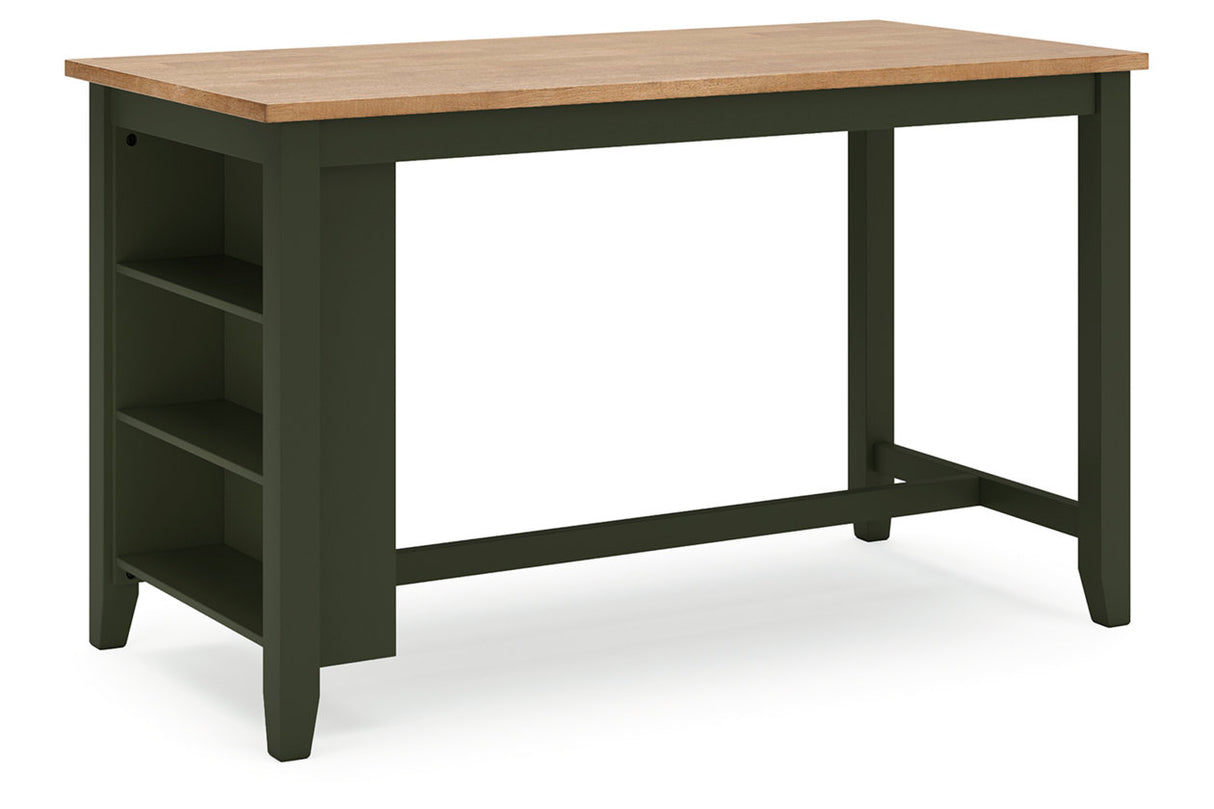 Gesthaven Natural/Green Counter Height Dining Table and 4 Barstools from Ashley Furniture - Luna Furniture