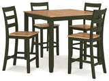 Gesthaven Natural/Green Counter Height Dining Table and 4 Barstools (Set of 5) from Ashley - Luna Furniture