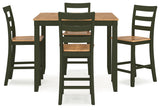 Gesthaven Natural/Green Counter Height Dining Table and 4 Barstools (Set of 5) from Ashley - Luna Furniture