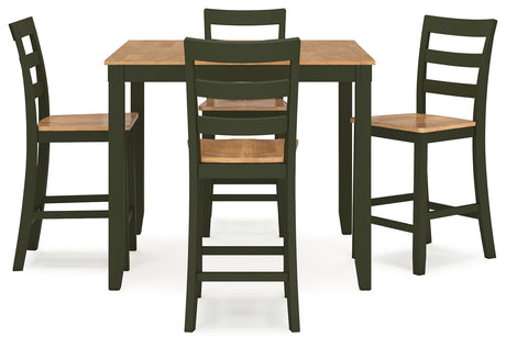 Gesthaven Natural/Green Counter Height Dining Table and 4 Barstools (Set of 5) from Ashley - Luna Furniture