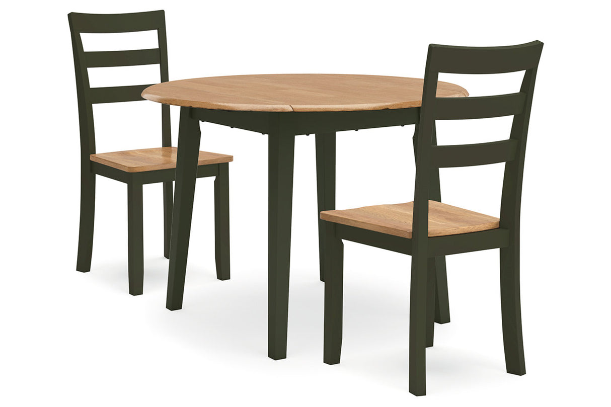 Gesthaven Natural/Green Dining Table and 2 Chairs from Ashley - Luna Furniture