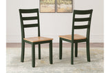 Gesthaven Natural/Green Dining Table and 2 Chairs from Ashley - Luna Furniture