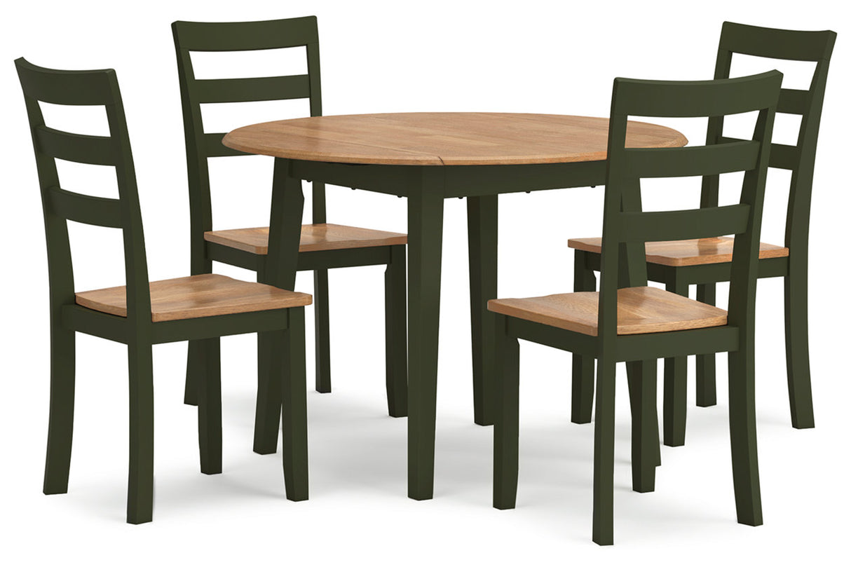 Gesthaven Natural/Green Dining Table and 4 Chairs from Ashley - Luna Furniture