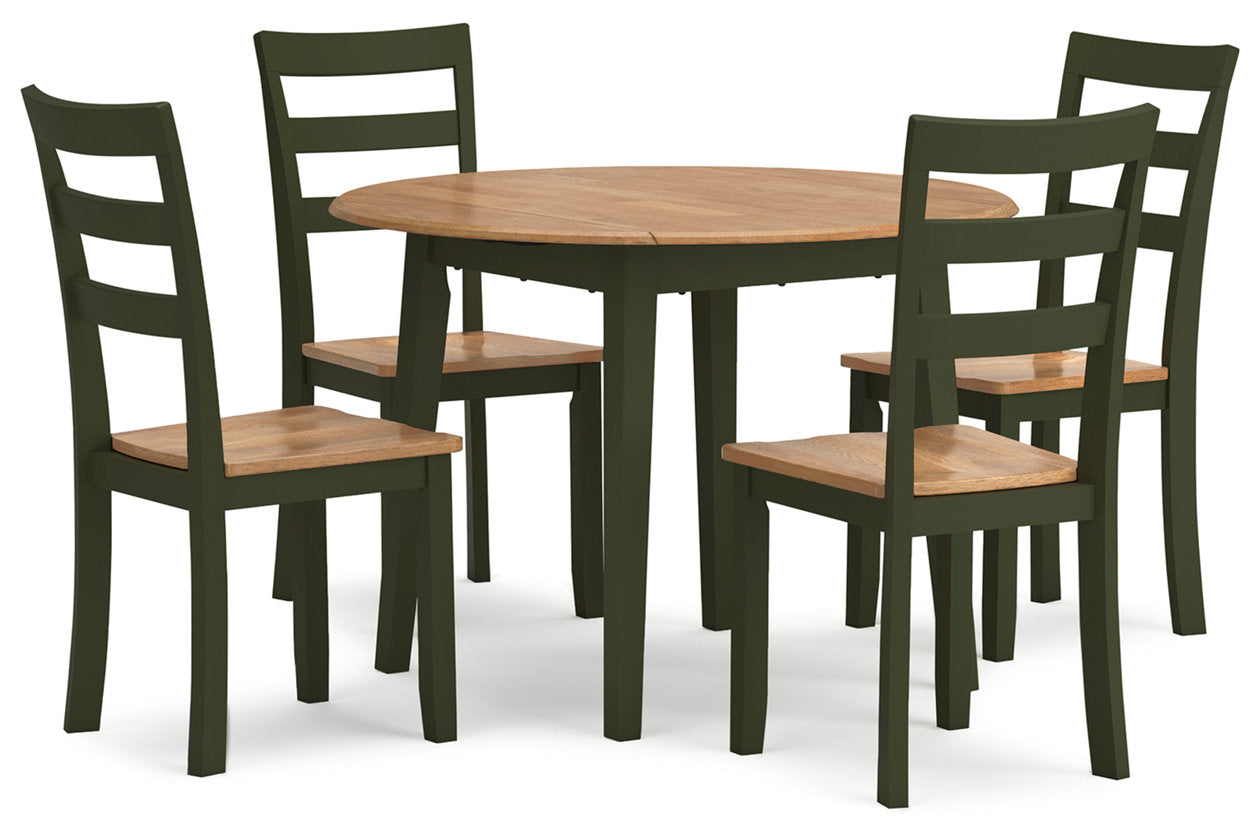 Gesthaven Natural/Green Dining Table and 4 Chairs from Ashley - Luna Furniture