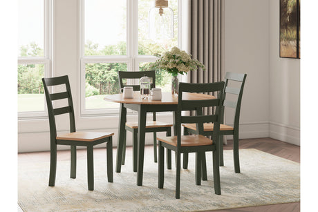 Gesthaven Natural/Green Dining Table and 4 Chairs from Ashley - Luna Furniture