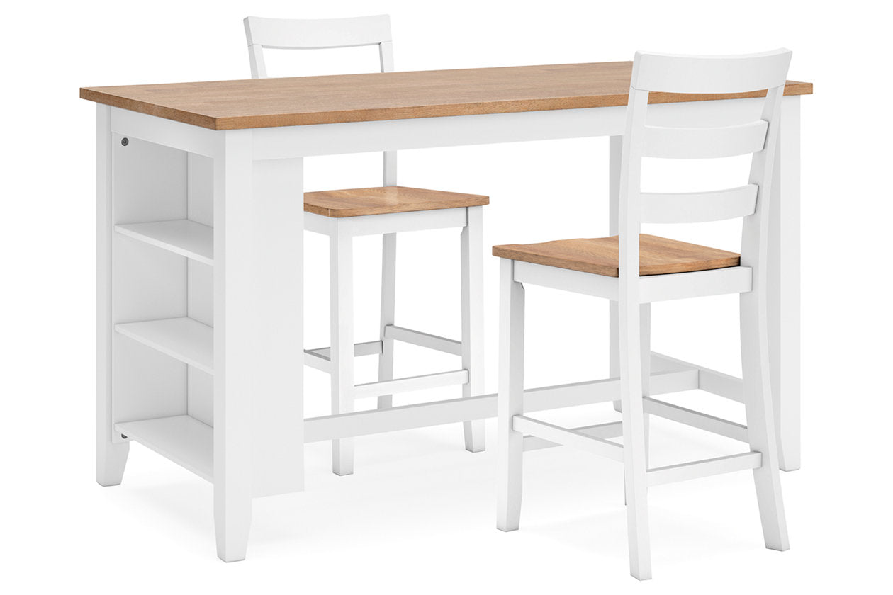 Gesthaven Natural/White Counter Height Dining Table and 2 Barstools from Ashley - Luna Furniture