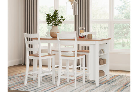 Gesthaven Natural/White Counter Height Dining Table and 4 Barstools from Ashley - Luna Furniture
