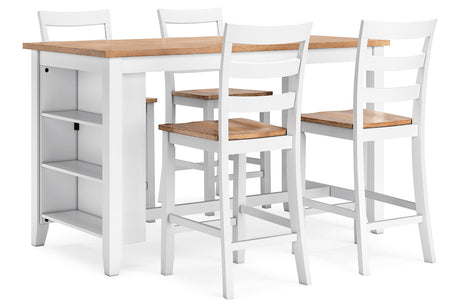 Gesthaven Natural/White Counter Height Dining Table and 4 Barstools from Ashley - Luna Furniture