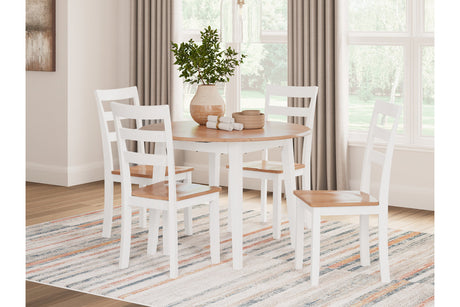 Gesthaven Natural/White Dining Table and 4 Chairs from Ashley - Luna Furniture