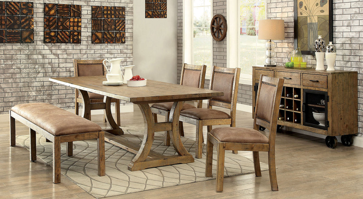 Gianna Rustic Oak/Brown 96" Dining Table from Furniture of America - Luna Furniture