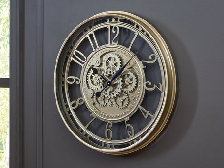 Gilover Champagne Finish Wall Clock from Ashley - Luna Furniture