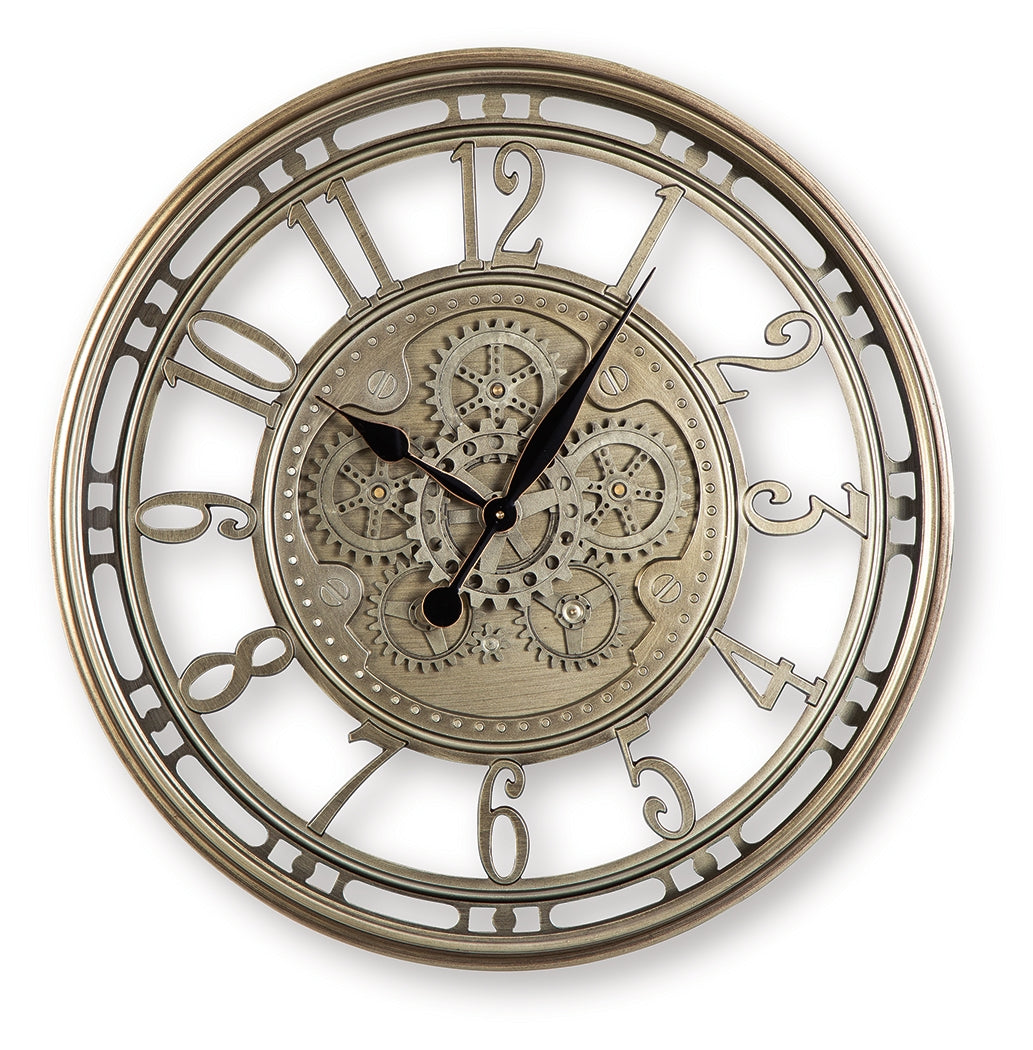 Gilover Champagne Finish Wall Clock from Ashley - Luna Furniture