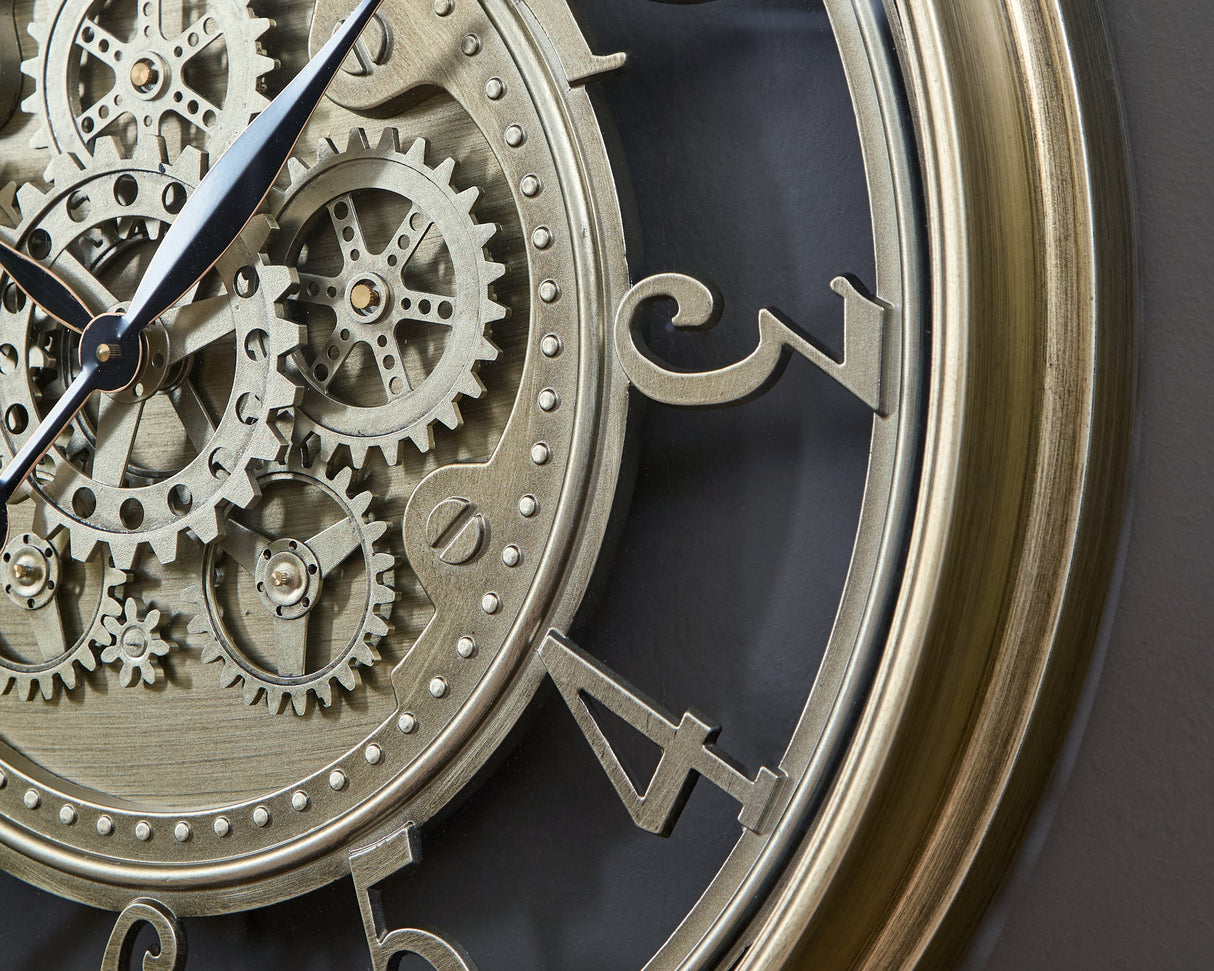 Gilover Champagne Finish Wall Clock from Ashley - Luna Furniture