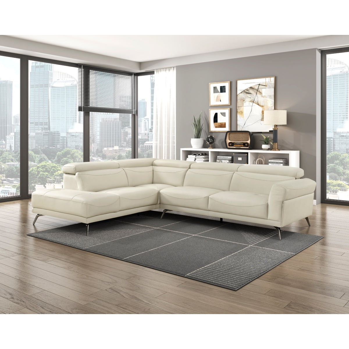 Giselle Beige Leather 2-Piece Sectional with Left Chaise from Homelegance - Luna Furniture