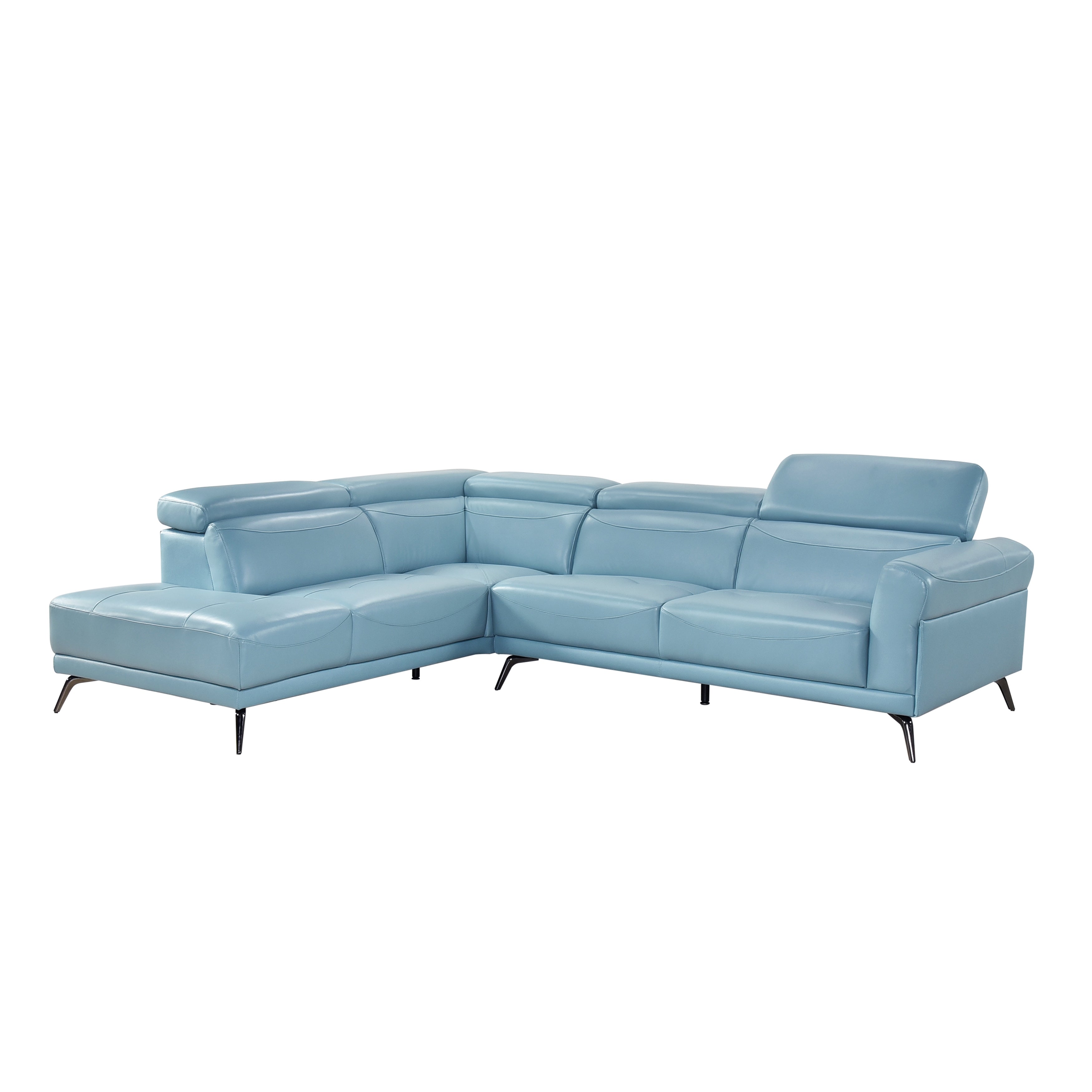 Homelegance Giselle Blue Leather 2-Piece Sectional with Left