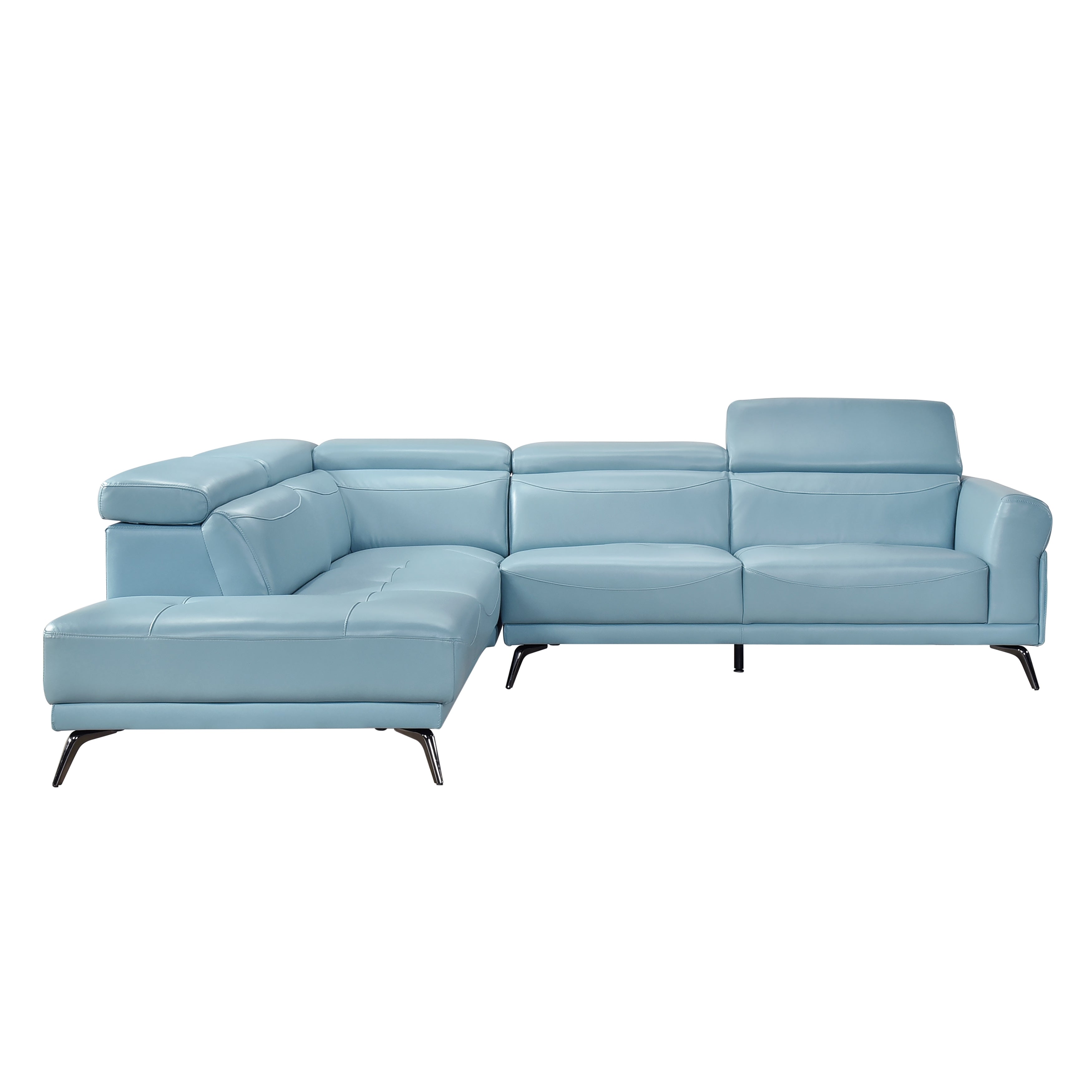 Homelegance Giselle Blue Leather 2-Piece Sectional with Left